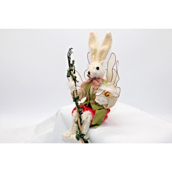 VTG Mark Roberts Victorian Bunny Rabbit Poseable Garden Rake & Wings, Bee - 11" - Picture 4 of 12